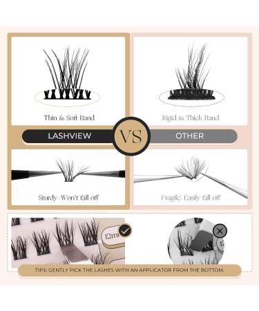 LASHVIEW Cluster Lashes 8-16mm DIY Eyelash Extensions for Self-application at Home - CDD09 3D Rapid Soft Lightweight Individual Lashes - Buy Online on SooperMarket.com