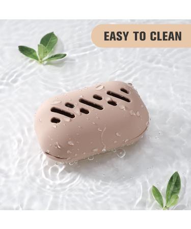 FERYES Large Silicone Makeup Sponge Holder - Portable Double Sided Beauty Blender Case in Khaki - Buy Online on SooperMarket.com