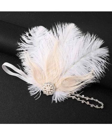 GENBREE 1920s White Gatsby Flapper Headband with Feather and Rhinestone - Perfect Prom Party Hair Accessory for Women and Girls - Buy Online on SooperMarket.com