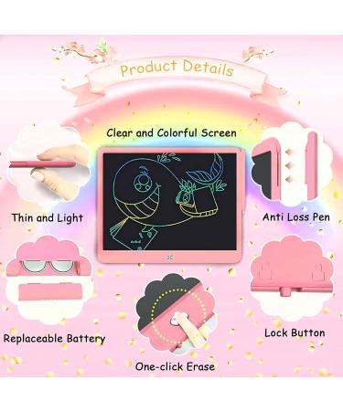 DEECAM 15-Inch Pink LCD Writing Board for Kids | Reusable Educational Tablet with Locking Function | Perfect Gifts for Boys & Girls - Buy Online on SooperMarket.com