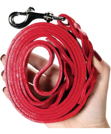 Logical Leather 6FT Braided Dog Leash - Heavy Duty Full Grain Leather Lead in Red - Buy Online on SooperMarket.com