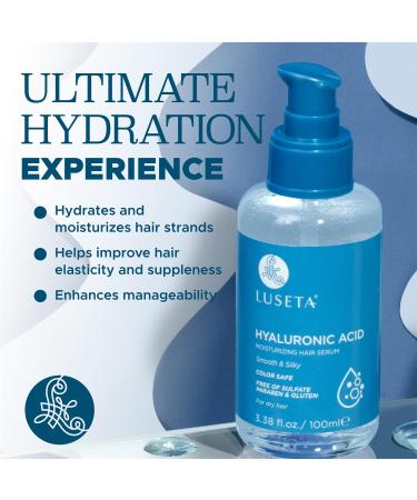Luseta Hyaluronic Acid Hair Serum for Dry Hair - Moisturizing Oil with Avocado Argan Oil & Shea Butter | 3.38oz - Buy Online on SooperMarket.com