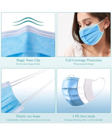 FARIL 100 PCS 3-Layer Protective Disposable Face Masks | Breathable with Elastic Earloops | UK Seller - Buy Online on SooperMarket.com