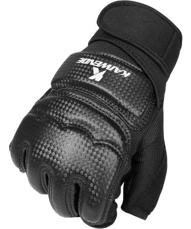 Half Finger Kickboxing Gloves - Ideal for Taekwondo, Muay Thai, Karate, and Cardio Kickboxing Class - Black Medium - Buy Online on SooperMarket.com