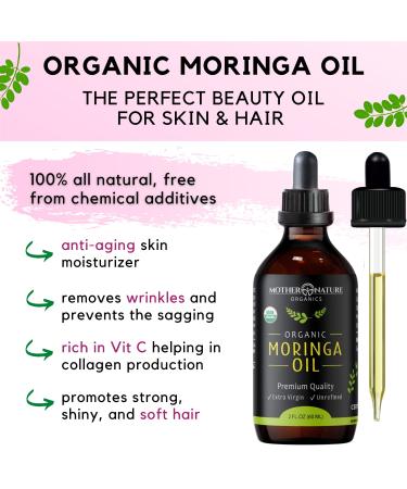 Moringa Oil - USDA Organic 100% Pure & Cold Pressed | Natural Moisturizer for Skin Face Hair | Gluten Free Non-GMO & Vegan (2oz - Buy Online on SooperMarket.com