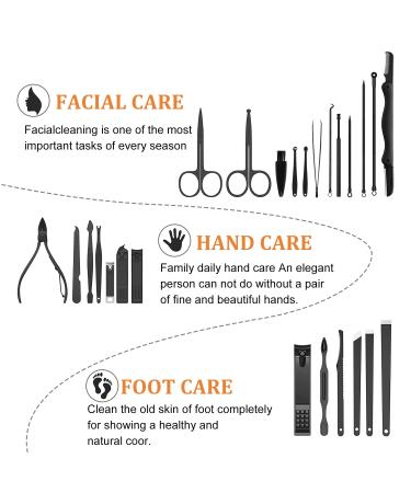 Premium 18-Piece Manicure Pedicure Kit | Nail Clippers, Vibrissac Scissor, Grooming Tools for Men & Women | Gift with Case | Red/Black - Buy Online on SooperMarket.com