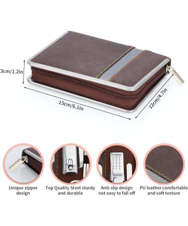 Coolzon 26-Part Professional Nail Clip Set | Stainless Steel Manicure & Pedicure Tools | Advanced Zip Pocket Design - Brown - Buy Online on SooperMarket.com