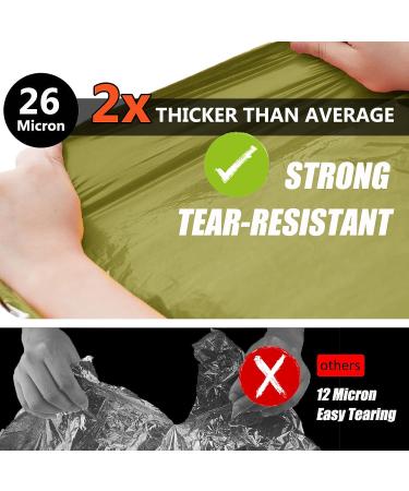 Frelaxy Emergency Blanket 2-Pack - Extra-Thick Large Space Blankets with Whistles & Storage Pouches - Army Green - Buy Online on SooperMarket.com