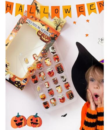 SEO Optimized Meta Title: "Halloween Press on False Nails for Kids - 96 pcs | Full Cover Fake Nails with Adhesive Tabs for Holiday Nail Art Decoration - Buy Online on SooperMarket.com