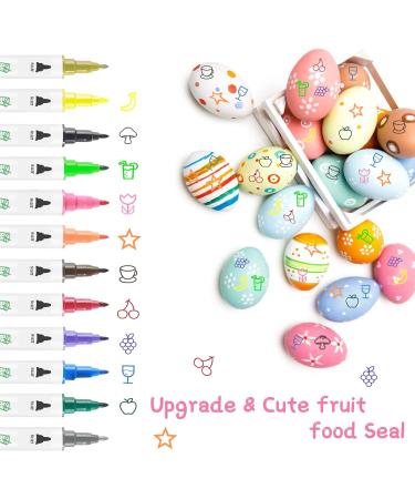 12pcs Edible Food Coloring Pens - Fine&Thick Tip, Food Grade Decorator Pen for Cookies, Fondant, Easter Eggs - Edible Gourmet Writer - Buy Online on SooperMarket.com