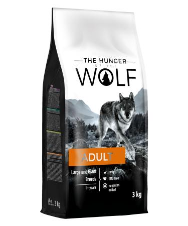 The Hunger of the Wolf Dog food for adult dogs of large and very large breeds dry food with chicken good for joint health - 3kg adult chicken 3 kg (1 Pack)