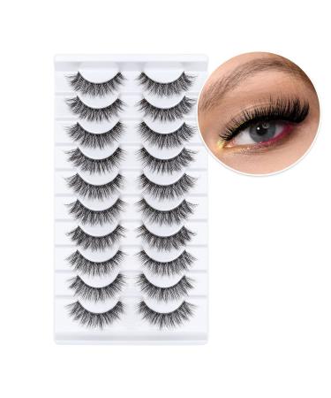 MilyBest 10 Pairs Asian Spiky Anime Mink Cat Eye False Eyelashes | Fluffy Wispy Clear Band for Natural Look & Extensions Pack A-Chic - 18MM - Buy Online on SooperMarket.com