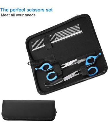 Professional Pet Grooming Scissors Set for Dogs & Cats - Straight Shears, Thinning Scissors, Grooming Comb - Small Dog Face, Ear, Paw Hair Trimming - Buy Online on SooperMarket.com