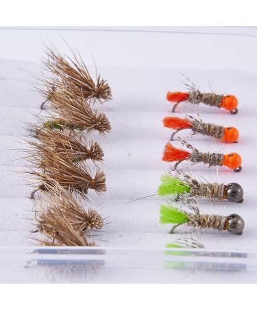 BASSDASH Trout Fly Fishing Flies 12pcs Assortment | Tenkara Wet Dry Nymphs Sakasa Kebari | Barbless Hooks for Trout Fishing - Buy Online on SooperMarket.com