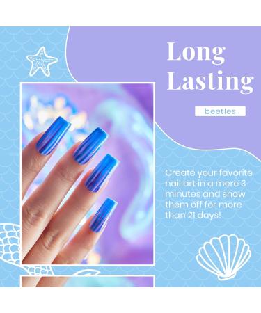 Beetles Blue Purple Gel Nail Polish Set - 6 Pcs Aquamarine Mermaid Gel Polish | Soak Off UV LED, Base & Top Coat | Salon Quality Starter Kit | Mother's Day Gifts - Buy Online on SooperMarket.com