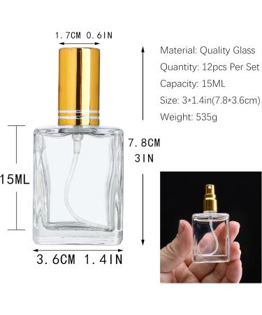 Yu Feng 12 Pack 15ml Transparent Glass Perfume Spray Bottles - Refillable Fine Fog Containers for Essential Oils Cleaning & Liquid Fragrance - Buy Online on SooperMarket.com