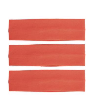 MapofBeauty 3 Pack Yoga Headbands Stretchy Cotton Head Band Hairwarp Sport Running Exercise Gym (Orange)
