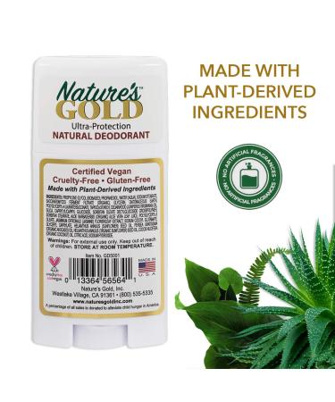 Nature's Gold Natural Hypoallergenic Aluminum-Free Deodorant | Aloe Vera Infused | Safe for Sensitive Skin | Stain-Free | Jasmine & Cedarwood Scent | Includes Free Organic Lip Balm - Buy Online on SooperMarket.com
