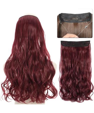 prinfantasy Cruly Hair Extension Fiber Line Metal buckle Adjustable Invisible Long Wavy Seamless NO Clips in 22inches Hairpiece for Gift Daily Party Cosplay Use MW237 GBMW237 22 inch - Buy Online on SooperMarket.com