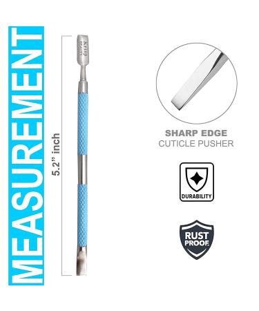 Krisp Beauty Dual Sided Cuticle Pusher - Surgical Grade Stainless Steel Manicure/Pedicure Tool Set for Nail Care - Blue - Buy Online on SooperMarket.com