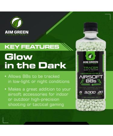 Green Tracer Biodegradable Airsoft BBS - 3000 Glow-in-The-Dark 0.2g BBs - Buy Online on SooperMarket.com
