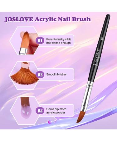 JOSLOVE Kolinsky Acrylic Nail Brush 2PCS Set - Size 8 | Pure Sable Hair, Wooden Handle for Acrylic Powder Application - Buy Online on SooperMarket.com
