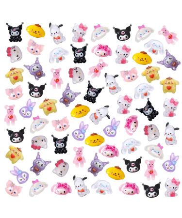 70 Pcs 3D Nail Charms Kawaii Nail Art Charms Slime Charms Flatback Resin Charms  Cute DIY Nail Accessories (Random)