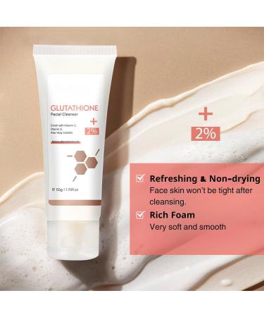 Glutathione Face Cleanser - Glutathione Face Wash With Aloe & Vitamin C Hydrating Facial Cleanser Gentle Cleanse Cleaning Pores Moisturising Cleanser For Dry Skin Acne Prone & Sensitive Skin - Buy Online on SooperMarket.com