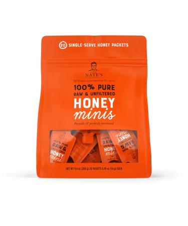 Nature Nate's Raw & Unfiltered Honey Minis Packets,Bag  100% Pure Honey, Single Serve 14 g per packet, 0.33 Fl Oz (Pack of 20)