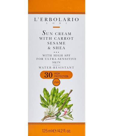 L'Engolario High Protection Sunscreen for Sensitive Skin - SPF 30 Water Resistant with Carrot Sesame & Shea Butter - 125 ml - Ideal for Children - Buy Online on SooperMarket.com