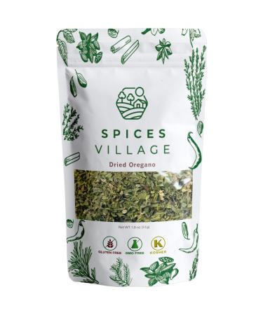 Spices Village Dried Oregano 1.8 oz Pure Mediterranean Seasonings - Kosher Certified, All Natural Fresh Oregano Leaves from Turkey, Gluten Free, Non GMO, Dry Herbs, Resealable Bulk Bag  PACKAGE MAY VARY