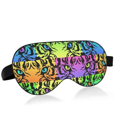 Haskirky Light Blocking Eye Mask Breathable and Adjustable Adult Men and Women Travel on Business Trips Yoga Meditation Light Smooth Comfortable Eye Mask Office Deep Sleep Goodies Neon Tiger Eyes