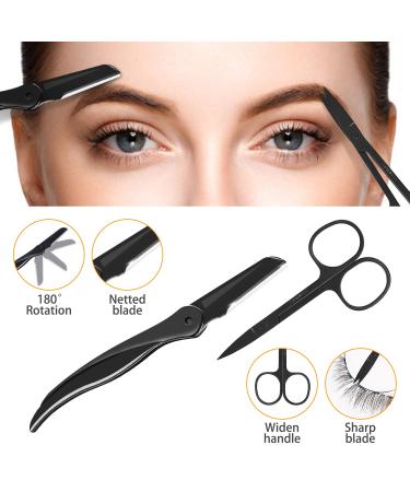 HOCOSY 7 in 1 Eyebrow Tweezers Set - Stainless Steel Precision Kit for Trimming and Shaping Eyebrows with Travel Case - Buy Online on SooperMarket.com