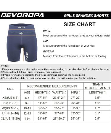 DEVOROPA Girls 5 Spandex Volleyball Shorts - Black Medium | Youth Athletic Gymnastics Dance Compression Shorts with Pocket - Buy Online on SooperMarket.com