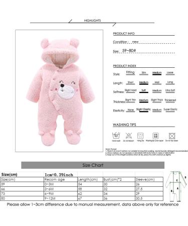 Newborn Cartoon Bear Snowsuit | Baby Winter Coat Romper | Eurobuy Pink 6-9 Months - Buy Online on SooperMarket.com
