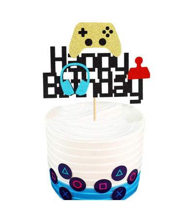 Arthsdite 1Pc Video Game Happy Birthday Cake Topper Video Game Cake Pick Game On Controllers GamePad Cake Decoration for Game Theme Baby Shower Kids Boys Girls Birthday Party Supplies