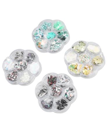 Clay Nail Glitter 4 Boxes Cute Christmas Nail Art Slices 3D Decoration Snowflake for Party for Women
