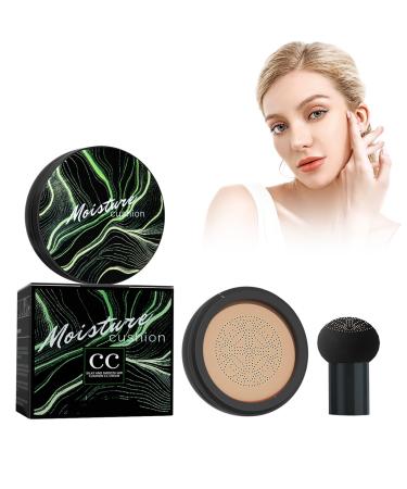 Nmbol CC Cream Mushroom Head Air Cushion Liquid Foundation Concealer Cover Make Up Concealer for Face and Neck Long-Lasting Even Skin Colour Make-Up Foundation Natural