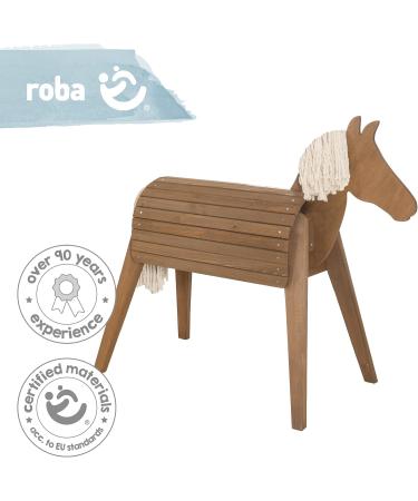 Roba Wooden Garden Horse - Vaulting Horse with Mane & Tail for Gymnastics & Riding - Solid Teak Construction - Buy Online on SooperMarket.com