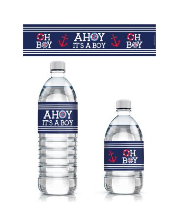 Ahoy It's a Boy Baby Shower Water Bottle Labels - 24 Stickers