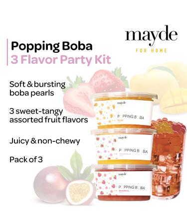 Mayde Bursting Popping Boba Pearls Party Kit - Strawberry, Mango, Passion Fruit (490g, 3 Pack) - Buy Online on SooperMarket.com