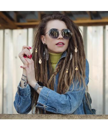KALLORY 21 Pieces Dreadlock Jewelry Alloy Hair Braid Charms Hair Rings Shell Jewels Hair Decoration for Braiding Hair - Buy Online on SooperMarket.com