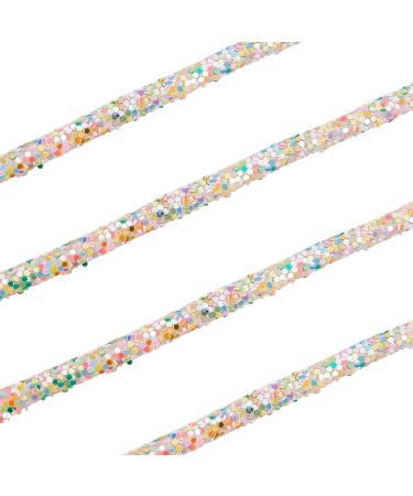 GORGECRAFT 5.5 Yards 6MM Sequin Rhinestone Tube Cord Rope Bling Resin Trim PVC Tubular Synthetic Rubber Cords with Paillette for Crafts Wedding Dress Costume Handmade, Silver