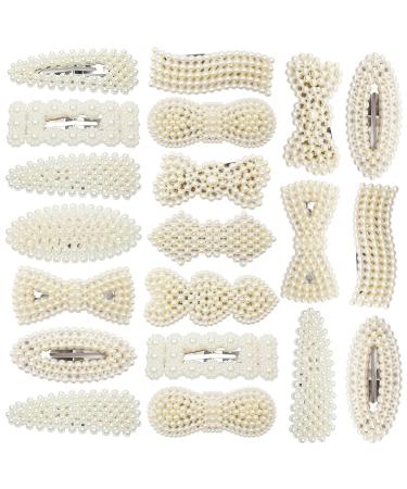 Pearl hair clips saijer 20 pcs fashion hair pins different hair clips artificial pearl hair clips accessories for daily use for party weddings of women and girls