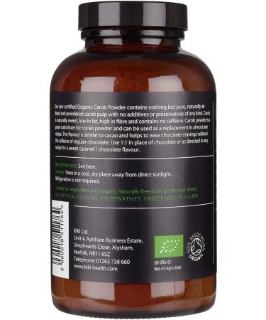 KIKI Health Organic RAW Carob Powder | Non GMO Gluten-Free Vegan Powder | Antioxidant Rich Superfood Perfect Chocolate Flavour Powder to Support Digestion | Antioxidant | Caffeine-Free - 185g - Buy Online on SooperMarket.com