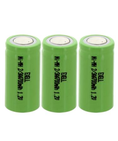3x Exell 2/3AA NiMH 700mAh 1.2V Flat top Rechargeable Battery For capacitors shearing devices miner lamps helmet lights