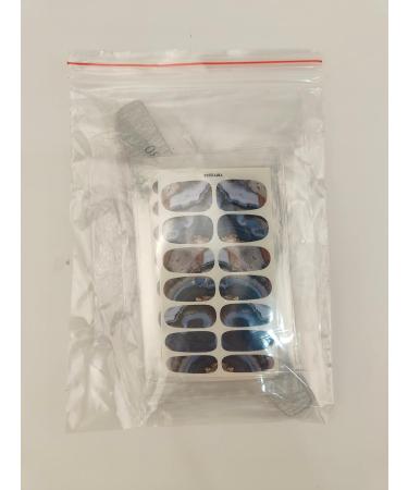 Kalolary 12-Piece Color Gradient Marble Nail Polish Stickers - Self-Adhesive Full Nail Wraps with Nail File | Trendy Monochrome Designs for Effortless Nail Art - Buy Online on SooperMarket.com