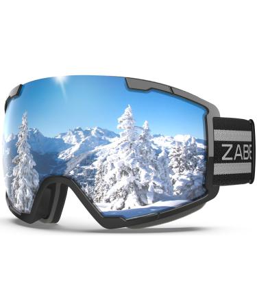 Zabert Skiblille for women men adult glasses wearer anti-fitting UV protection anti-slip headband-for children from 10 years #11. Schwarz mirrored silver