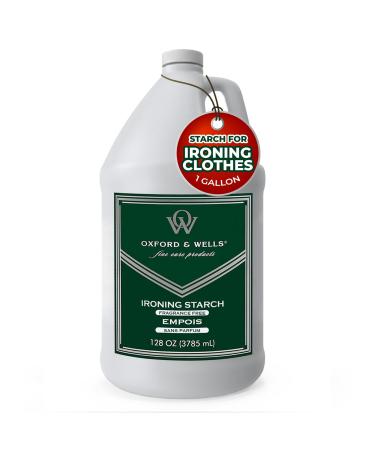 Oxford & Wells Premium Ironing Liquid Starch – Medium Hold Fragrance-Free Non-Flaking Non-Streaking Non-Aerosol Fabric Care – Gallon Refill Size Ideal for Wrinkle Reduction & Sustainable Use Fragrance Free