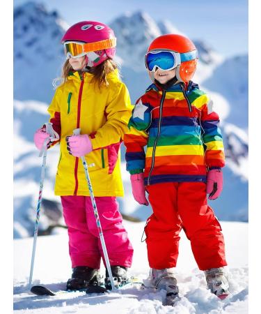 Kids Winter Waterproof Ski Gloves 2 Pairs for Cold Weather - Purple Red - 3-6 Years - Buy Online on SooperMarket.com